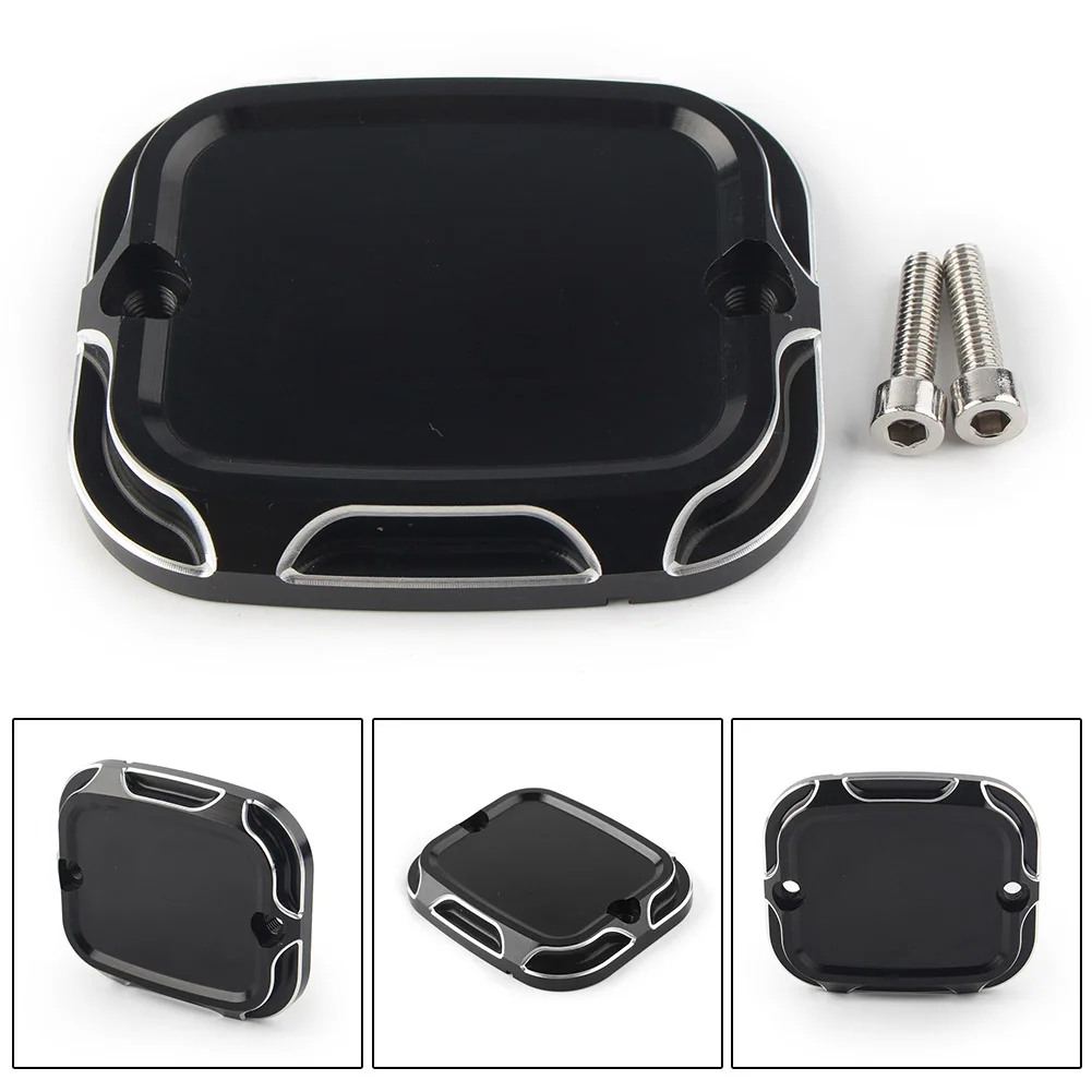 Motorcycle CNC Cut Front Brake Reservoir Master Cylinder Cover For Harley Softail FLD FLHR FLHRC FLHRS FLHT FLHX etc.