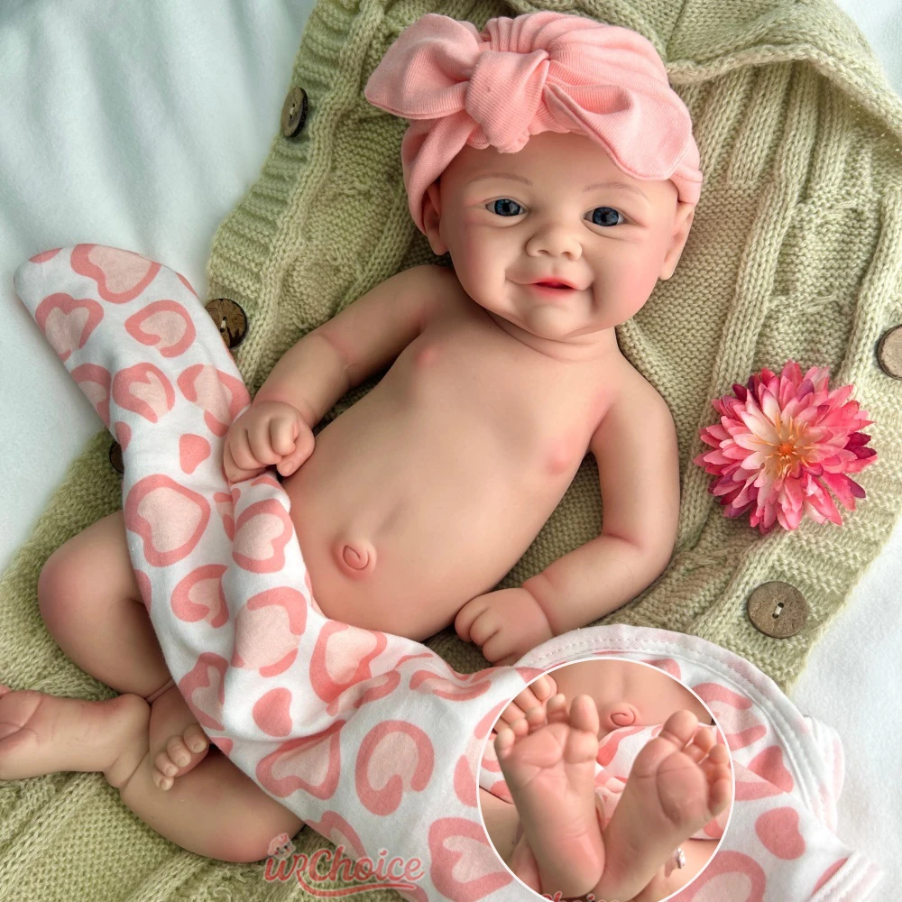 43cm Cute Doll Lifelike Baby Girl Vivienne Silicone Reborn Baby 3D Skin Painted Weighted Doll for Grandma Birthday Gift