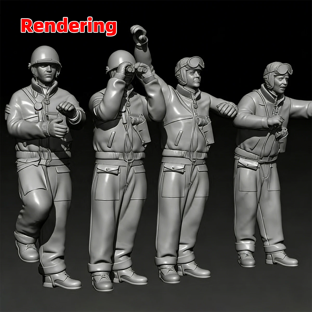 Maßstabsgetreues Miniatur-Modellset Amerikanische Panzerbesatzung Soldaten Militär 5-teiliges Set 1939–1945 1/35 1/48 1/72 – Detail 4