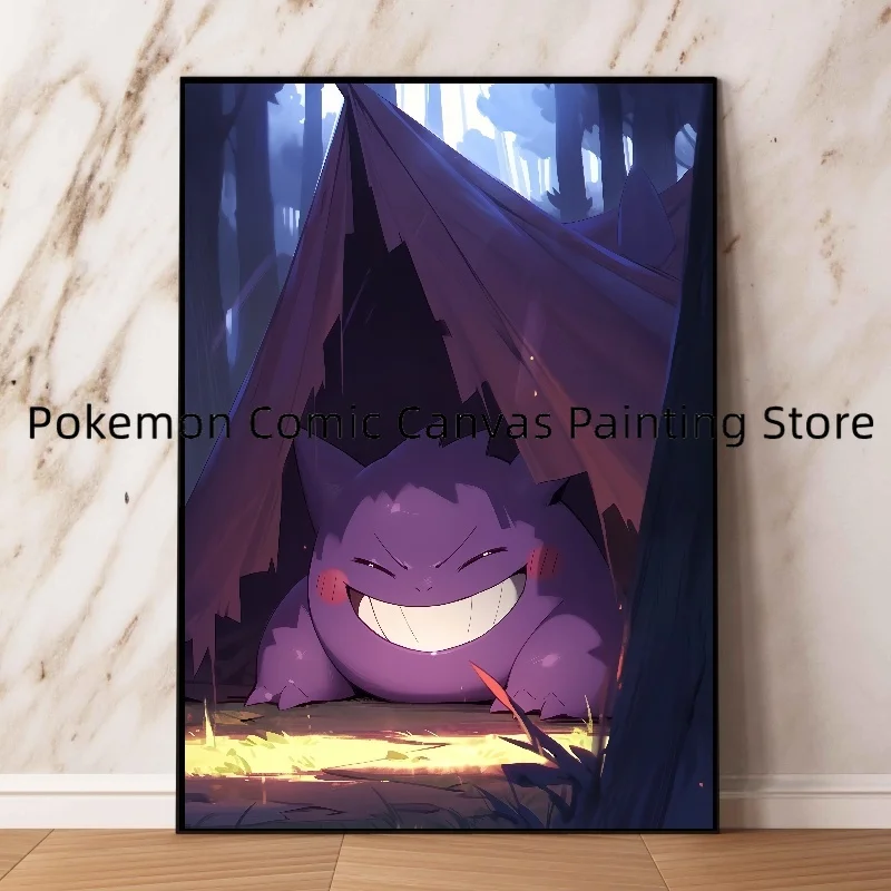 Japanese Surrounding Cartoon Pokemon Gengar Art Wall Stickers and Posters for Bedroom Decoration High Quality Pictures