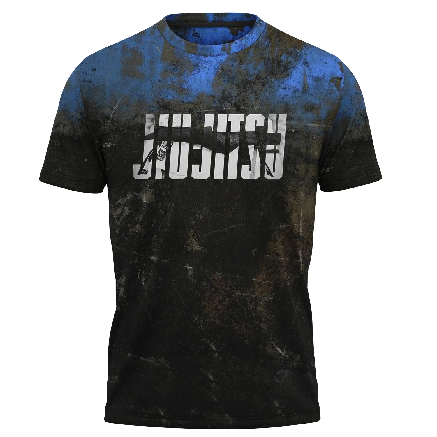 Men Jiu-Jitsu Distressed T-Shirt, Quick Dry & Breathable. Rugged Faded Look for Mat Training and Daily Casual Wear