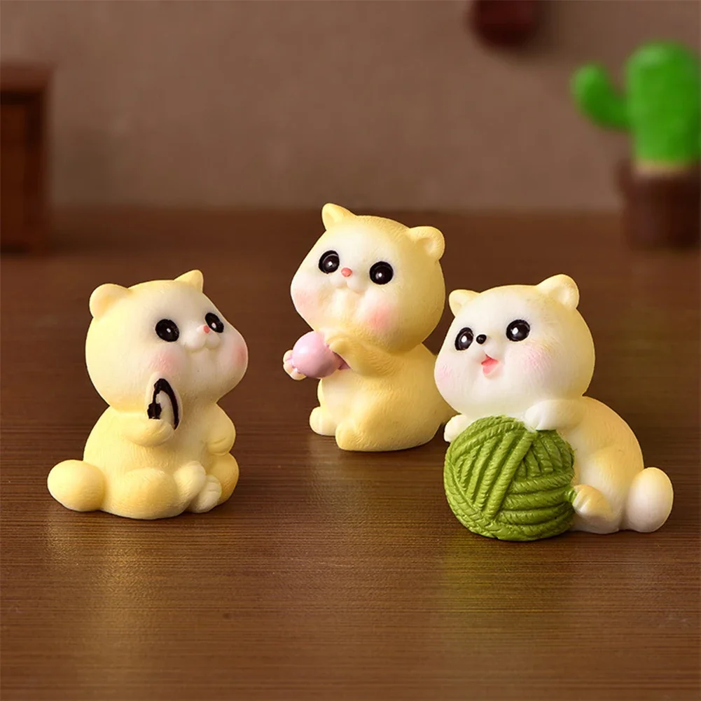 Figurines Miniature Mini Cartoon Cats Resin Ornaments Crafts Desk Accessories For Home Decoration Room Decor Kids Gifts