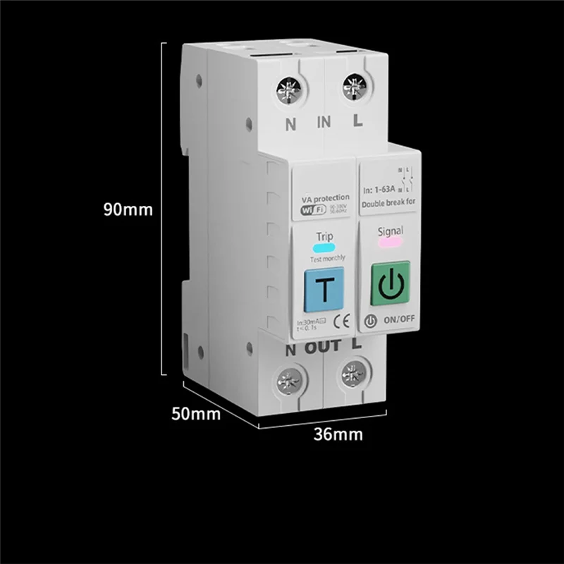 FFYY-Suara Remote Control 2P TUYA Wifi Pemutus Sirkuit Pintar Pengatur Waktu Waktu Nyata Meteran Energi Sakelar Pelindung Arus Tegangan