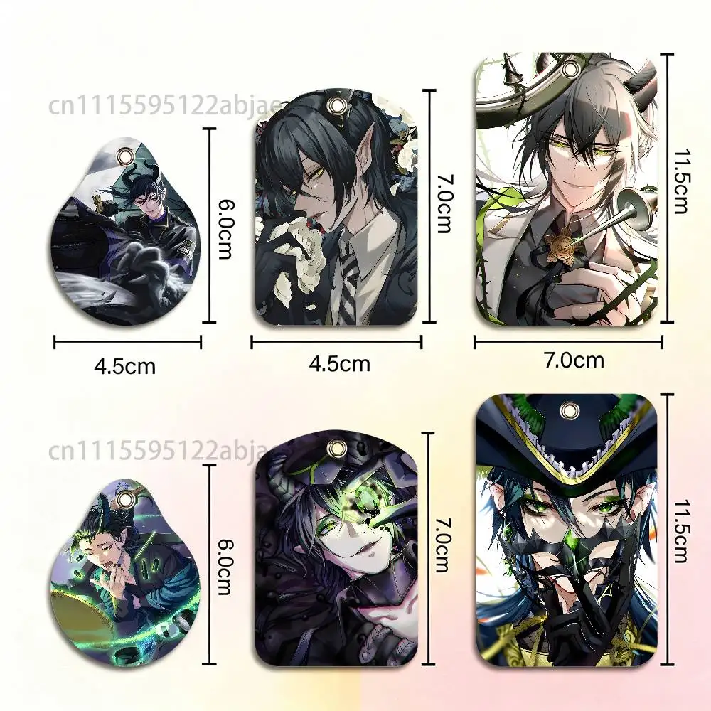 M-Malleus Draconia Rectangle ID Card Case Keychain Access Card Bag Key Tag Ring Leather Card Holder Key Ring