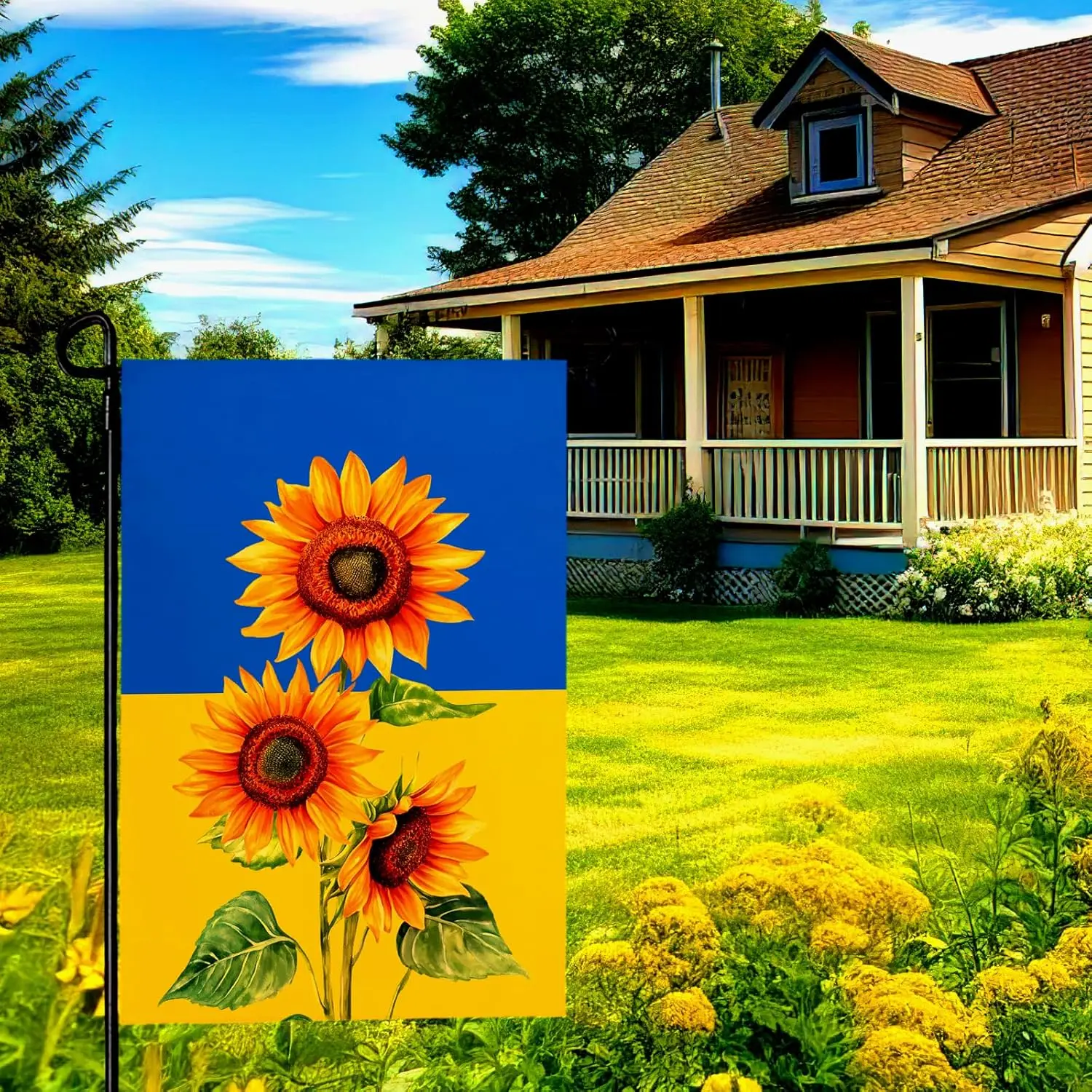 Ukraine Sunflower Garden Flag 12x18 Inch Double Sided Seasonal Fall Yard Flag Blue and Yellow Floral Outdoor Decor for Lawn  XAA