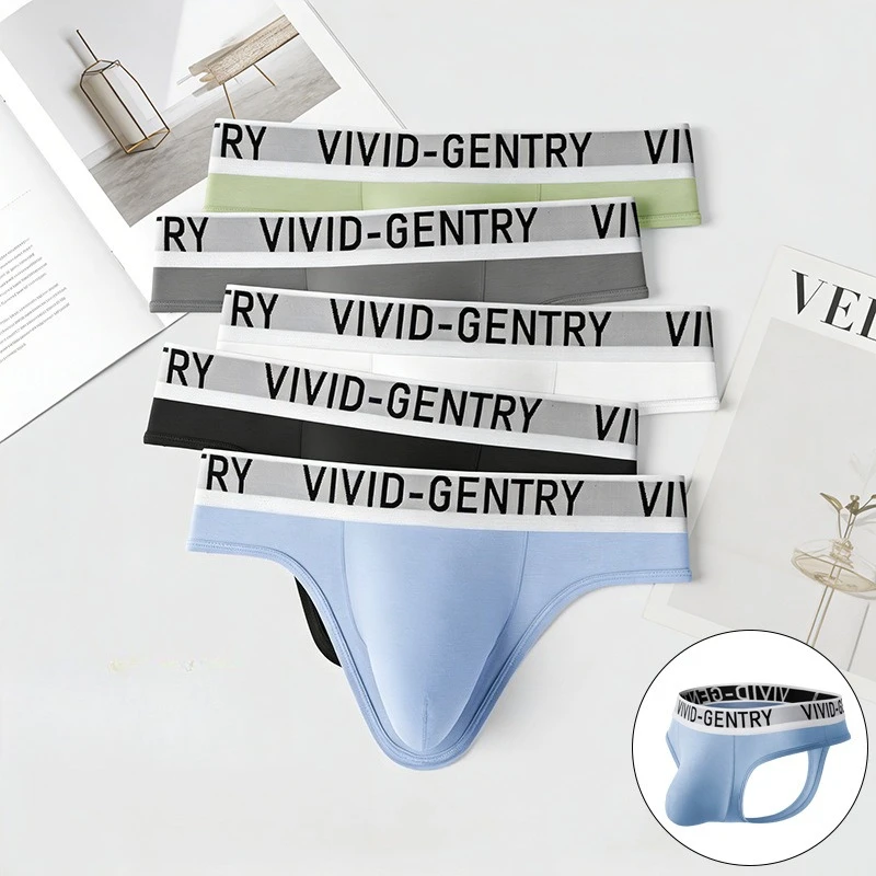 Men's Thong G String Sexy Low Waist U Convex Pouch Underwear Jockstrap Bamboo Fiber Breathable Panties Open Butt Thong Lingerie