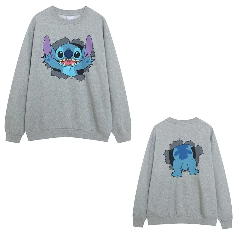 

Loose Fit Fleece Lined Cartoon Anime Sweatshirt Oversized Embroidered mid Length Long Sleeve Hoodie Youthful Design Cotton Blend