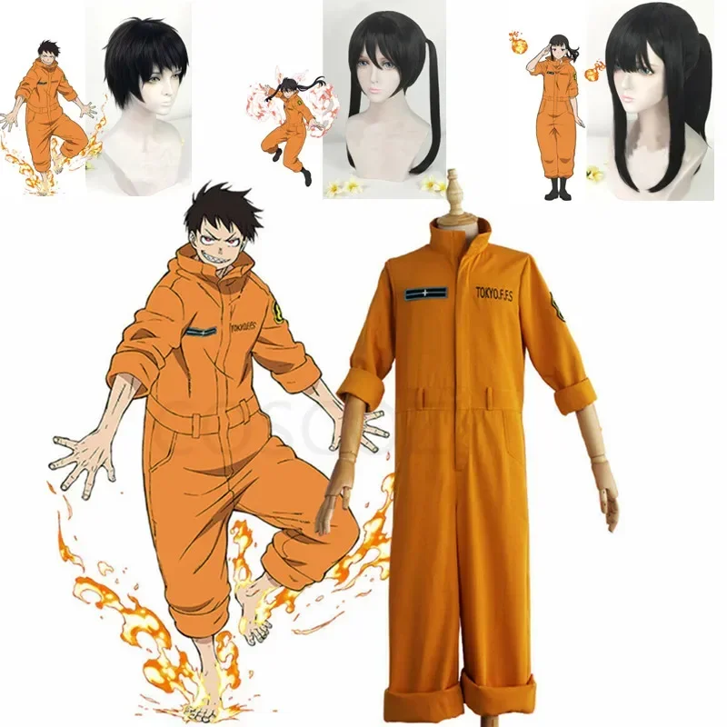 Shinra Kusakabe Costume Anime Enn No Shouboutai Force Uniform Maki Oze Cosplay Wig Kotatsu Tamaki Fire Serv MN1