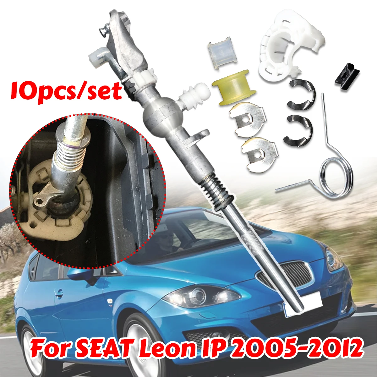 10pc/set New Gearbox Shift Lever Spring Bushing Cable Control Bushing Lock Washer Kit For SEAT Leon 1P 2005 2004-2012 1K0711266R