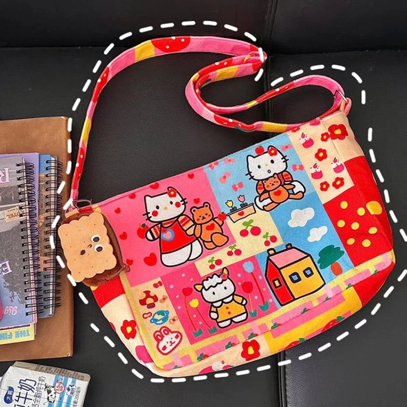 

Sanrio Hello Kitty Kawaii Anime Large Capacity Crossbody Bag Cute Sweet Cartoon Storage Shoulder Bag Lovely Gifts for Girls