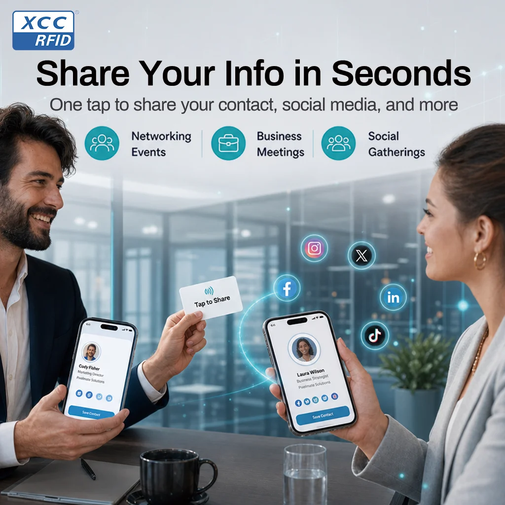 NFC 215 Chip Inkjet Printable Rewritable NFC Smart Card Digital Business Card for Contact Sharing & Portfolio Social Media