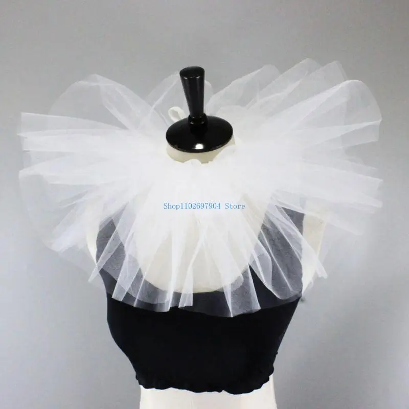 

N7YF Women Vintage Mesh Neck Ruff Detachable Tulle Ruffle Collar Victorian Halloween Cosplay Costume Clown Choker