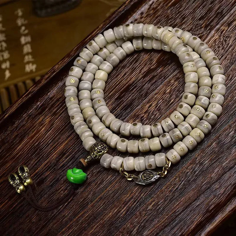 108 Of Yak With Old Copper Inlaid Beads And Multi-Circle Bracelet Bone