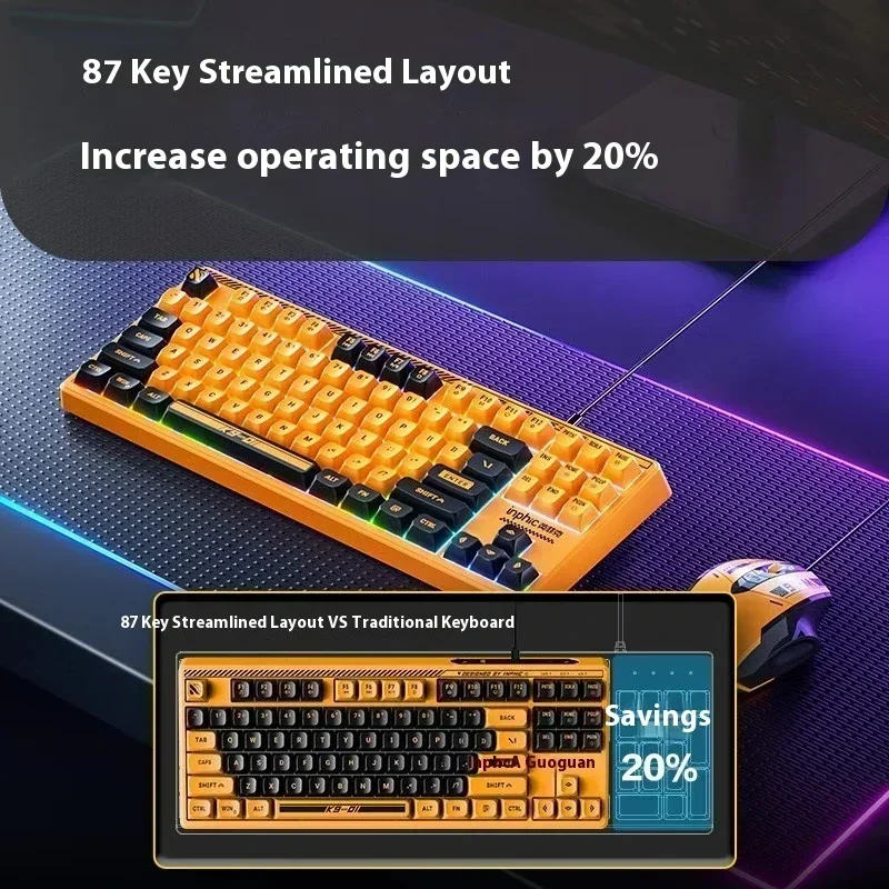 Imagem -04 - Conjunto Combinado de Teclado e Mouse com Fio Silencioso Silencioso Jogos de Computador Esportes Eletrônicos Uso do Escritório Novo com Fio K901 87 Chaves 2023