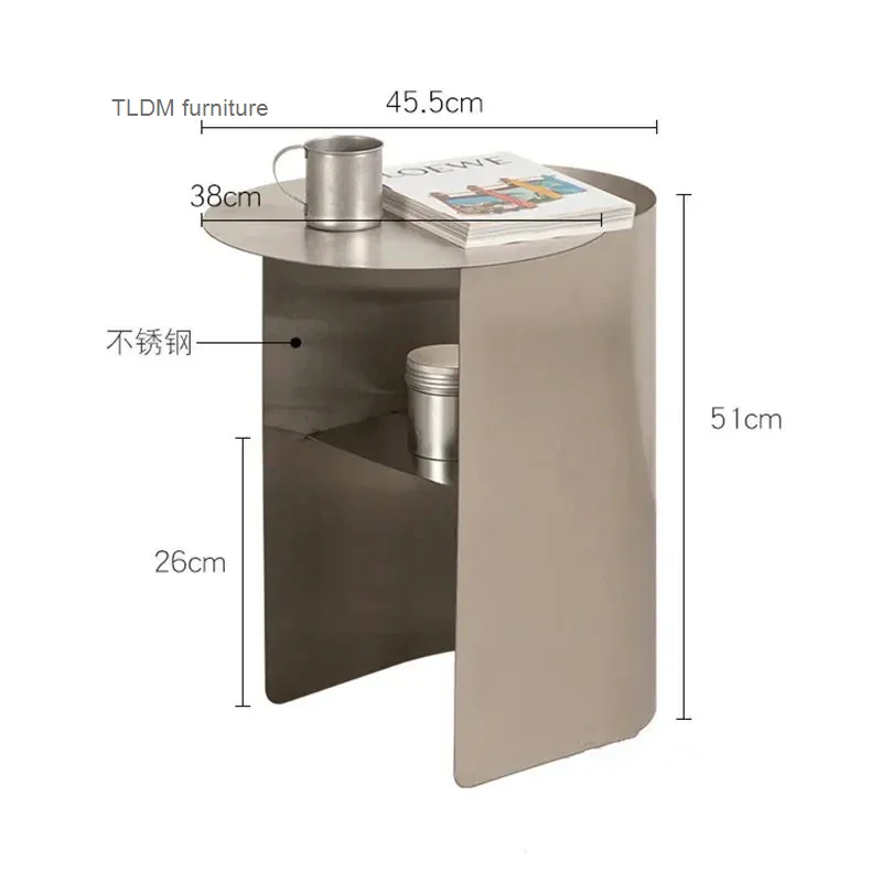 Moderno e minimalista mesas de centro aço inoxidável nordic sofá mesa lateral luz luxo quarto mesa cabeceira varanda armazenamento