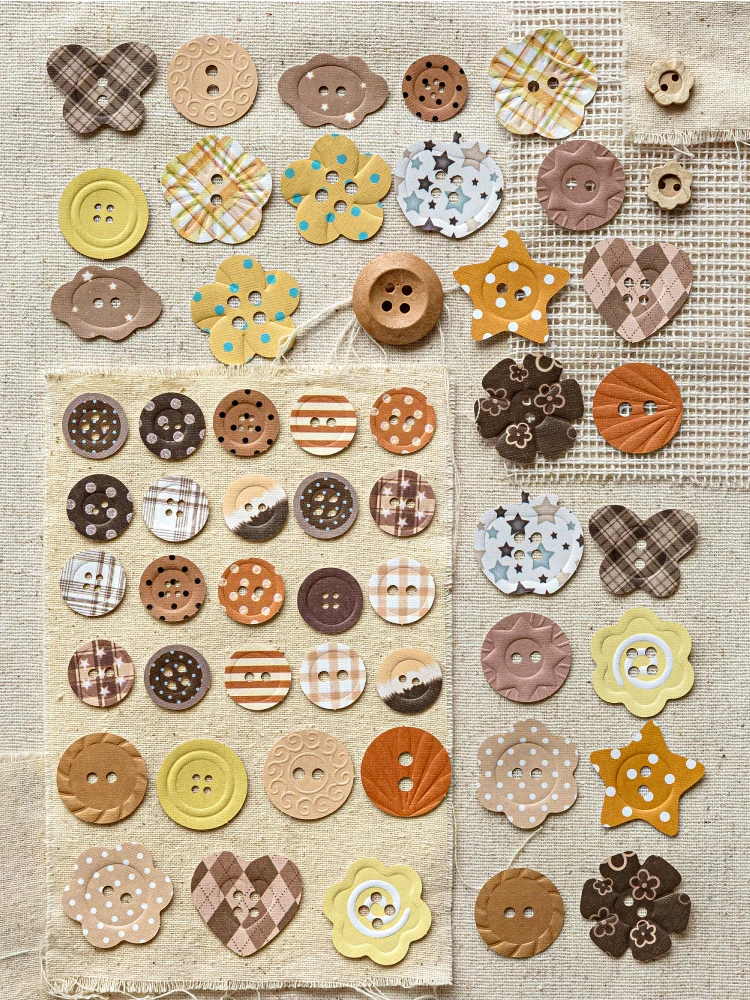 JIANQI 50 Stück Button-Sammler, Kraftpapiermaterial, dekorative Aufkleber, Tagebuch-Album, Scrapbooking-Material, Junk-Journal-Zubehör – Detail 8
