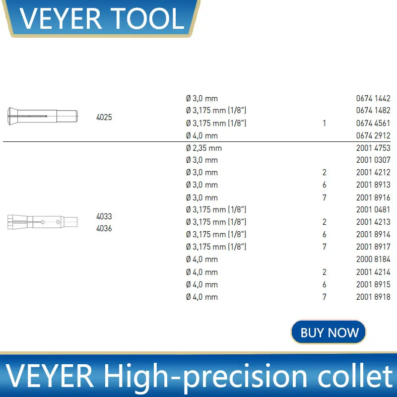 [Fast Ship] VEYER Collet Chuck ATC Spindle Chuck 4033/4036 CNC Machine Tool Lathe Spindle Collet 20018914 Chuck