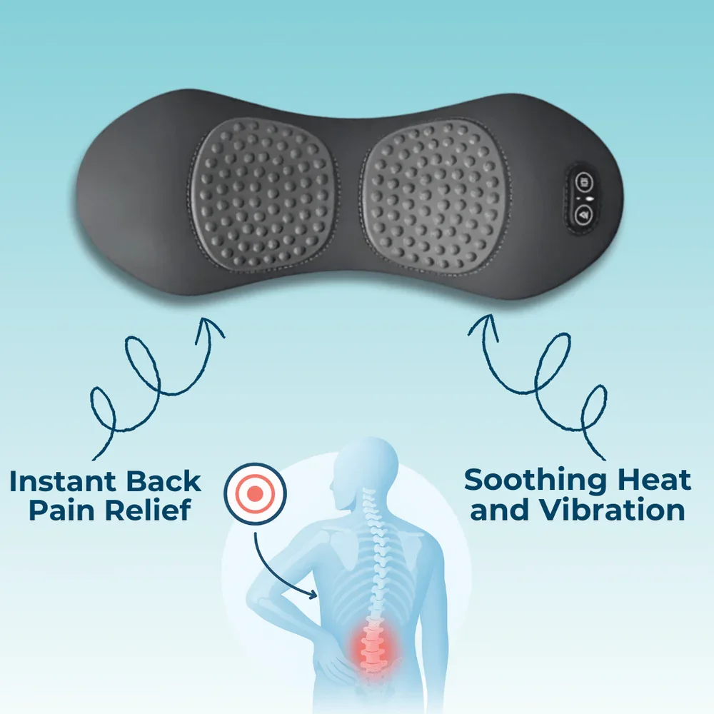 Okayso  3-in-1  Mass Heat Vibration for Back Pain Relief Herniated Disc Stretch Support Traction Lower Back Waist Massage Pillow