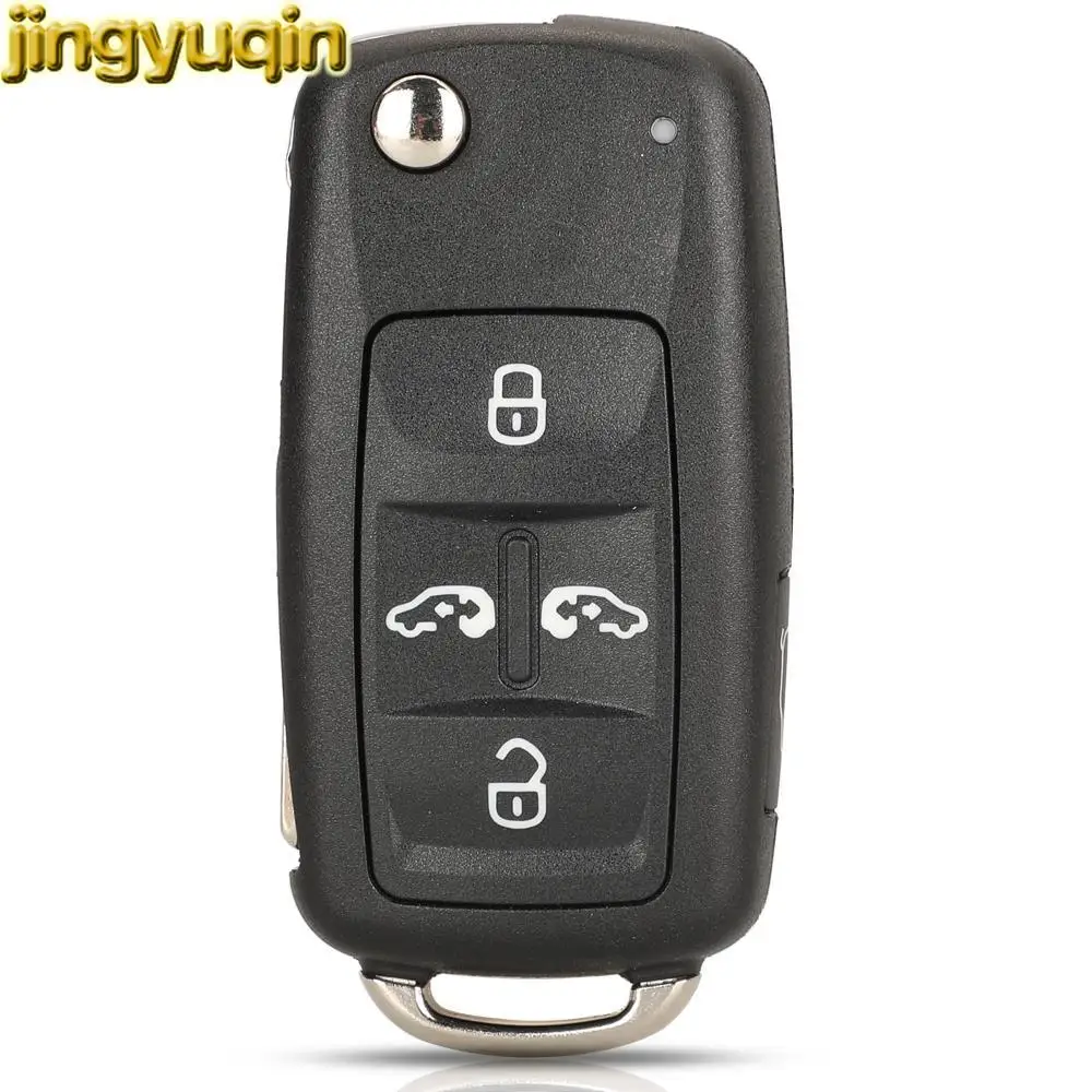 Jingyuqin 5pcs 5 Buttons Flip Remote Car Key Fob Shell For VW Volkswagen Golf 4 5 6 Jetta Passat CC Tiguan Polo Beetle Touran