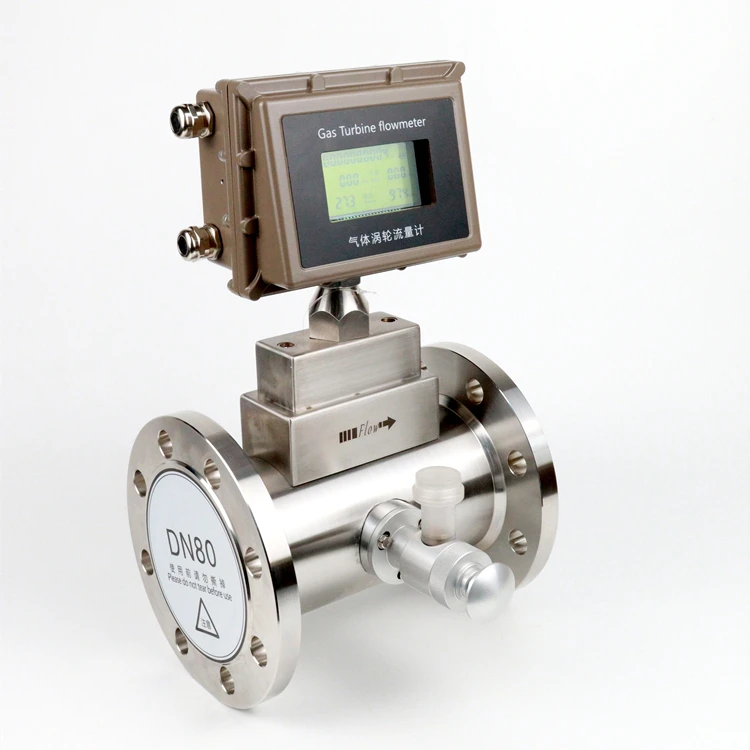 High Accuracy Modbus Gas Turbine Flowmeter 4-20ma RS485 Stainless Steel Flange Pulse Output Natural Gas Air Nitrogen