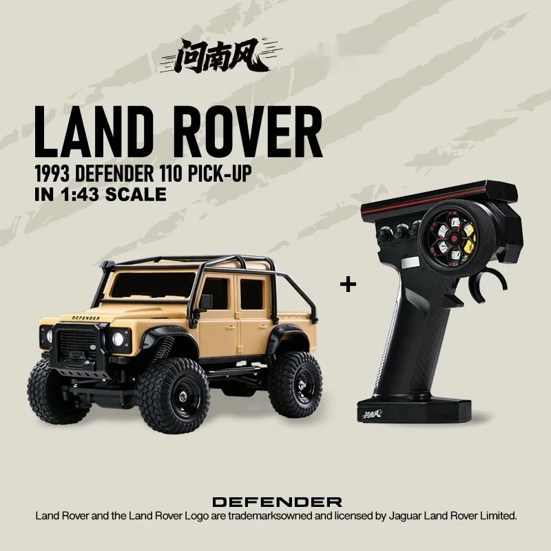 1/43 Rc Climbing Car Official Licensed Full Scale Land Rover Defender 110 Pick Up Remote Control Off Road For Adult