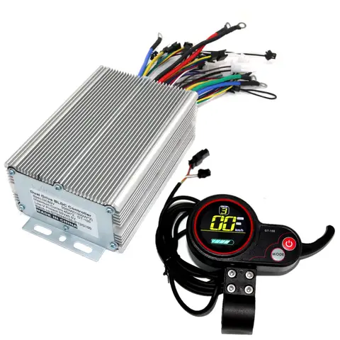 GREENTIME Dual Drive 48/60/72V 3000W Sine Wave Brushless DC Motor Controller Electric Scooter E-bike Driver and GT100 One Set