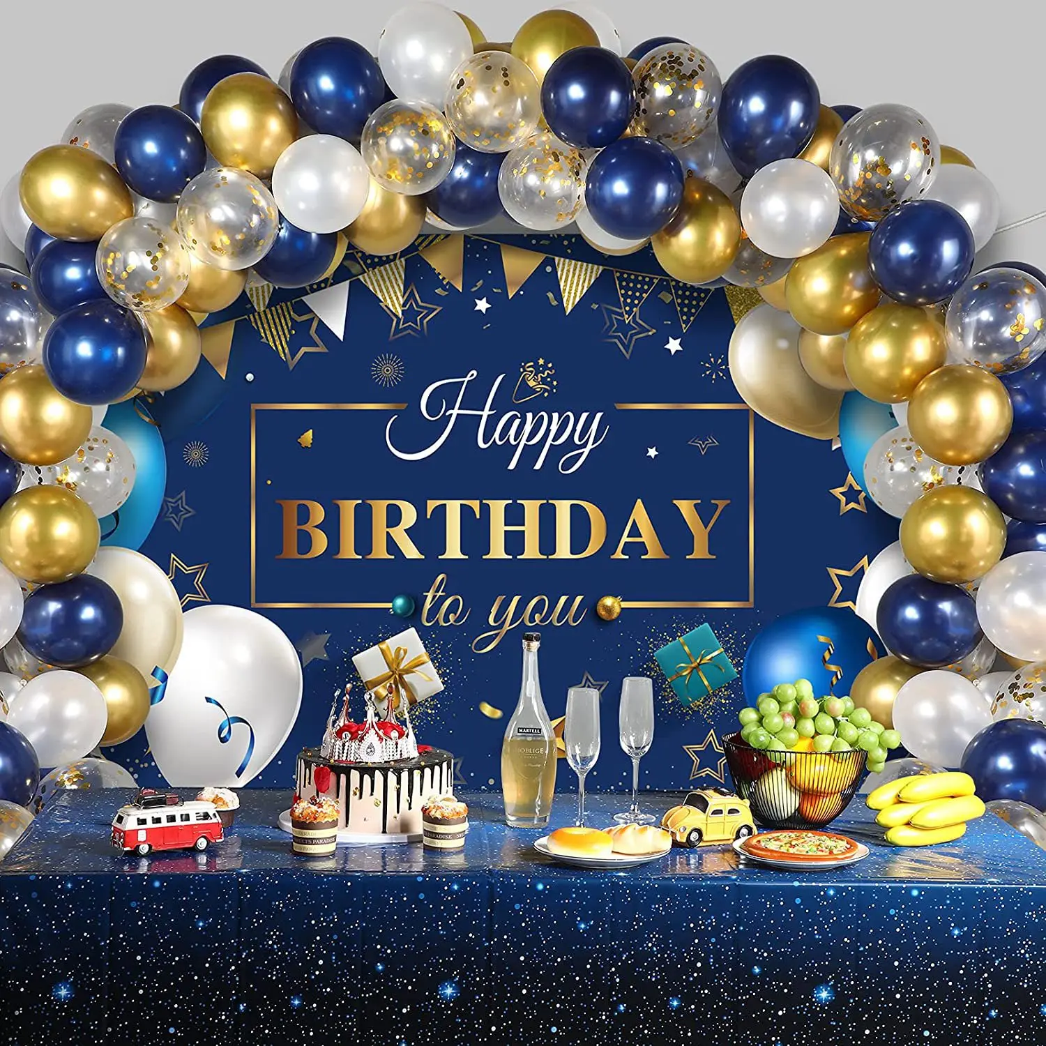 20PCS Night Blue Birthday Party Golden Balloons Baby Shower Metallic confetti Wedding Anniversaire Mariage Globos Decorations