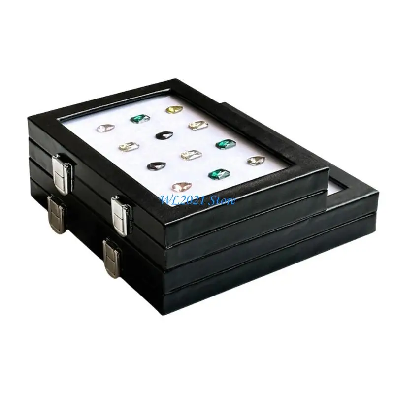 

G5GC Compact Jewelry Display Case with Secure Clasp and Sponge Interior Collectibles Display Case for Gemstones Collection