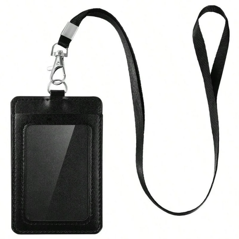 PU Leather Vertical Badge Holder With For Work Place Work Card Access Employee Chest Card And Meal School Stuff Students image 4
