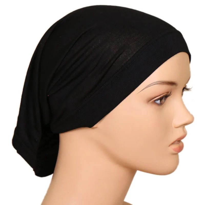 Muslim Fashion Women Hijabs Soft Stretch Solid Color Turban Hat Cancer Chemo Beanies Caps Headwear Headwrap Hair Accessories