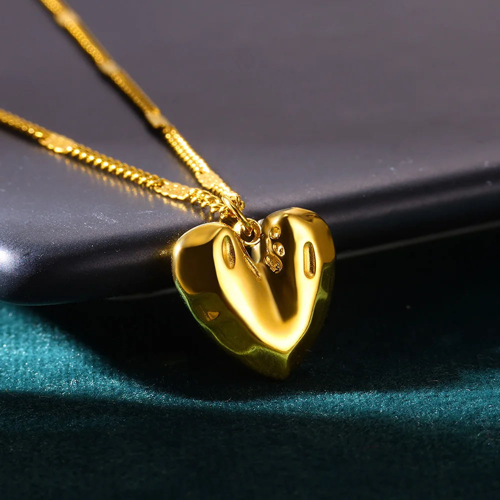 Romantic Heart Series Stainless Steel Pendant Necklaces For Women Heart Gold-Plated Necklace Festival Jewelry Gift Free Shipping