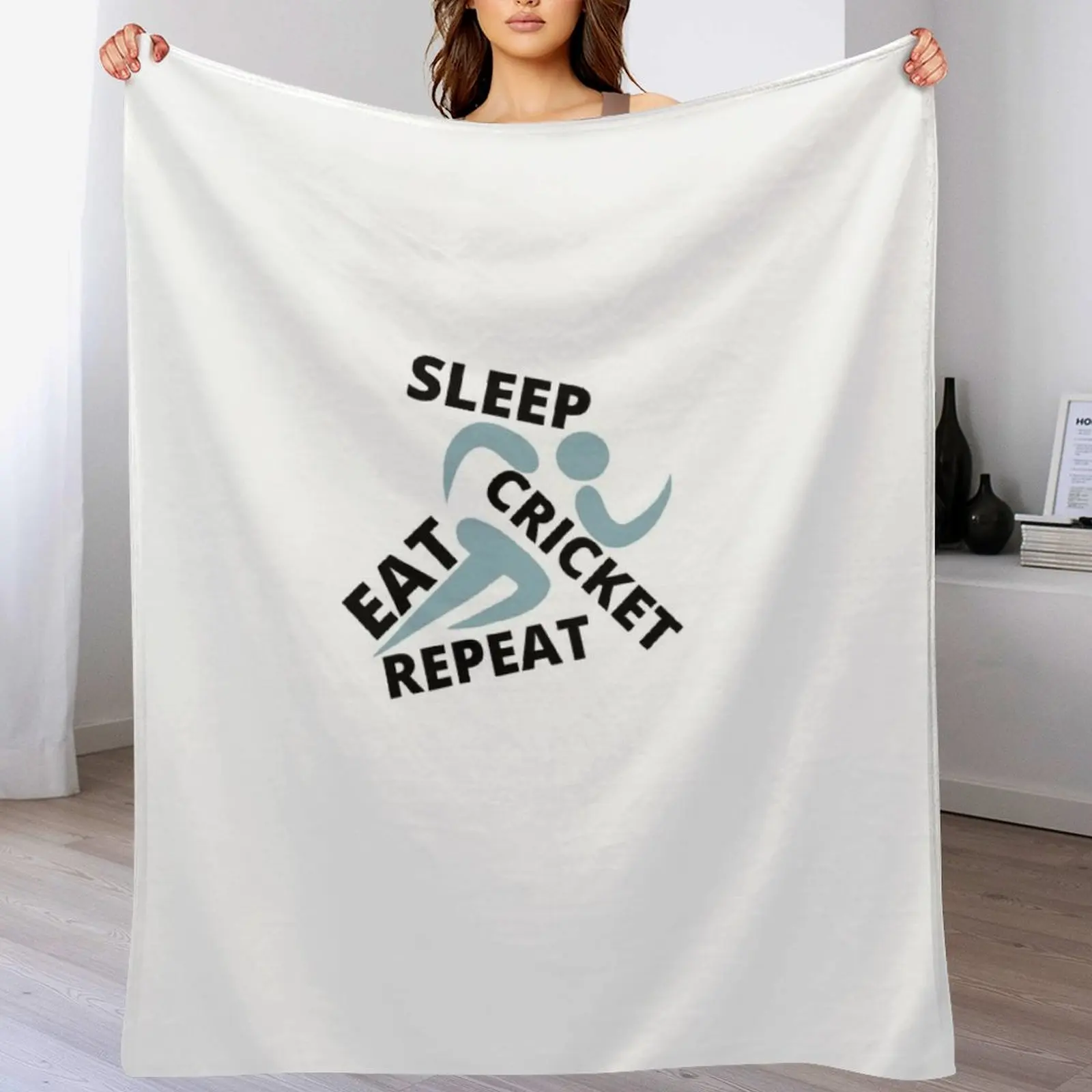 

Eat Sleep Cricket Repeat Green Throw Blanket Men's Soft Warm Throw Blanket for Couch
