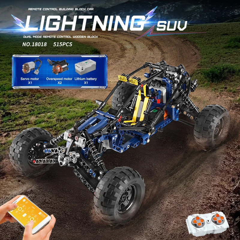 Schimmel König 18018 technische Autos pielzeug die MOC-3028 App & RC motorisierte blaue Blitz Buggy Modell Bausteine Ziegel Kinder Geschenke