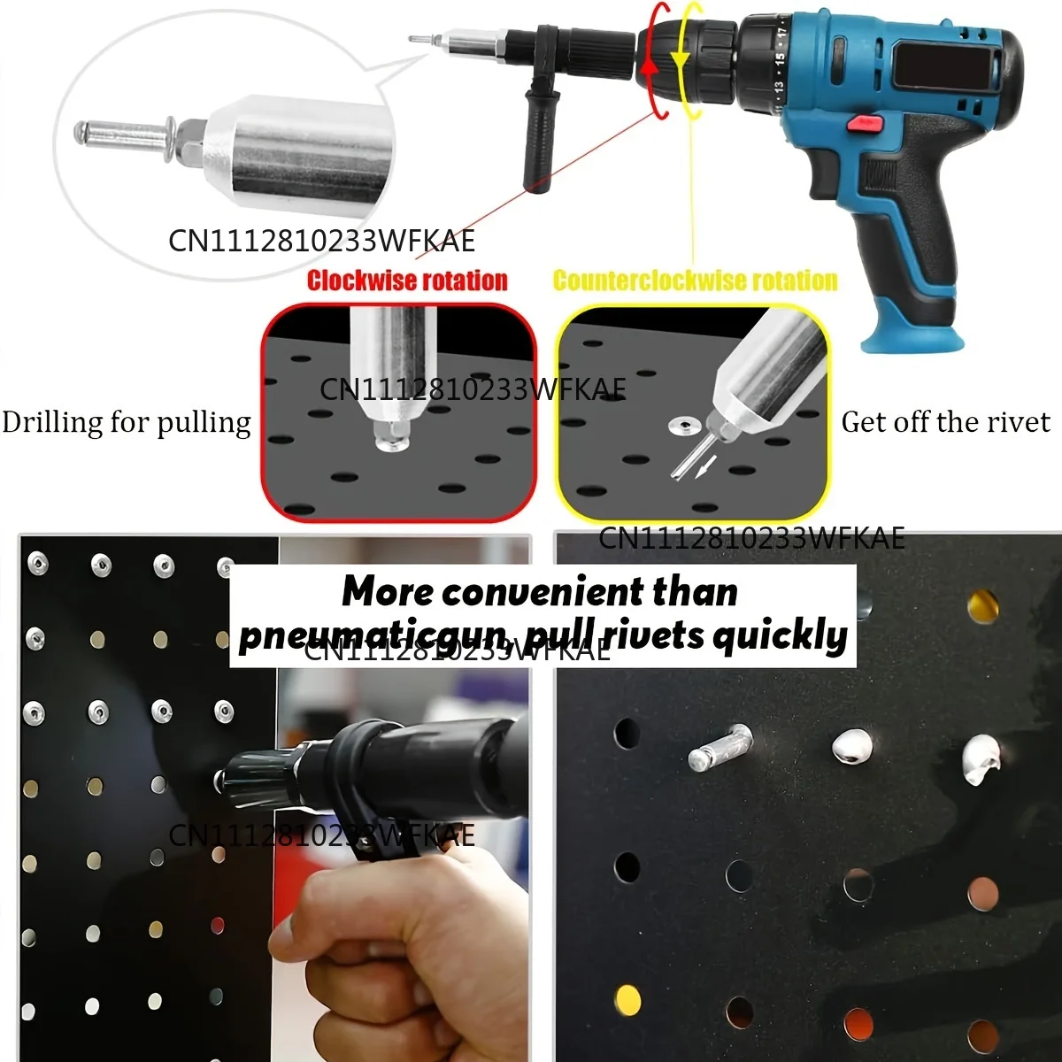 Professional Rivet Gun Adapter - Rivet Attachment for Cordless Screwdrivers and Drills - Easy Processing for Rivets