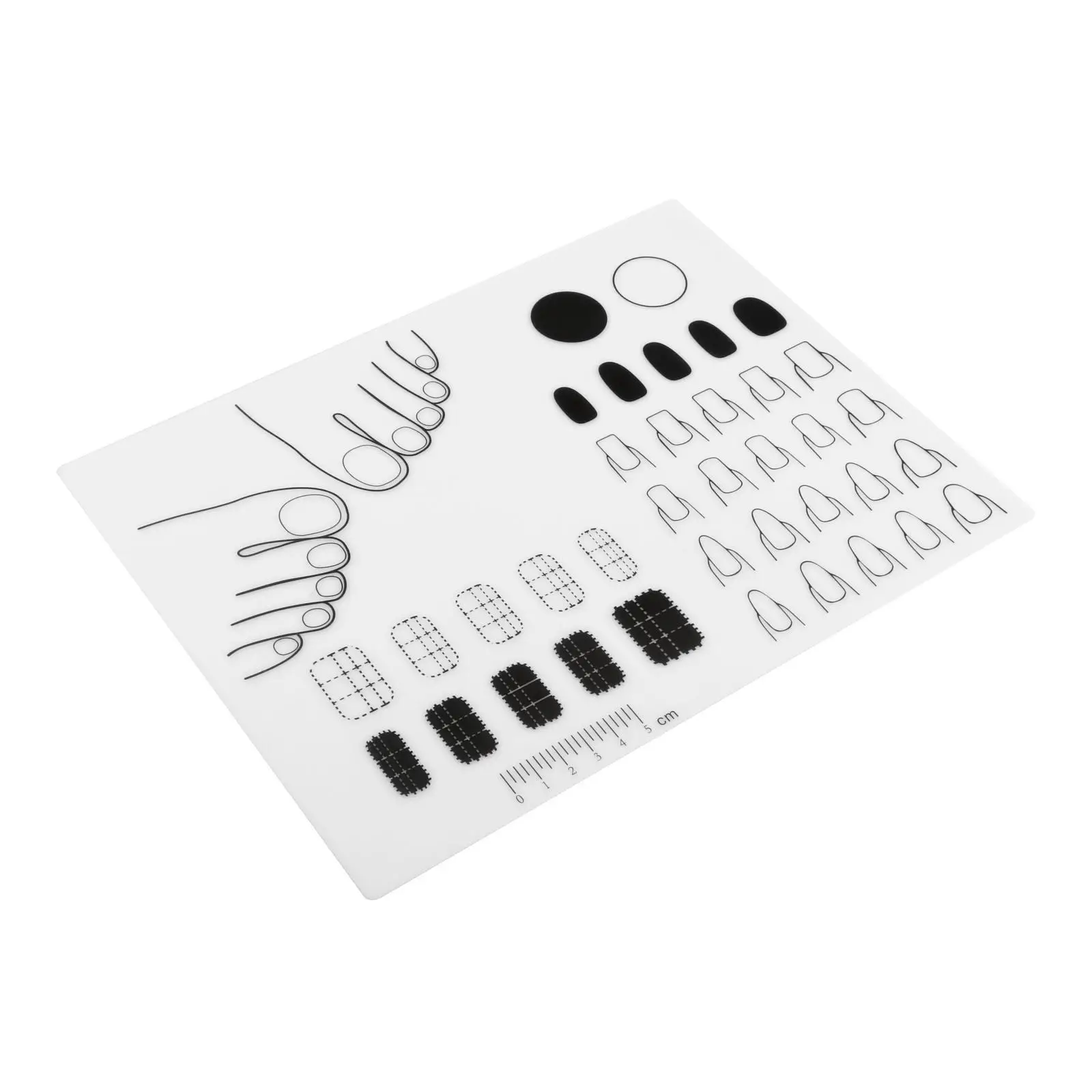 2 × حصيرة سيليكون قابلة للطي وقابلة للغسل، لوحة ممارسة الأظافر لختم الطوابع العكسية - أبيض