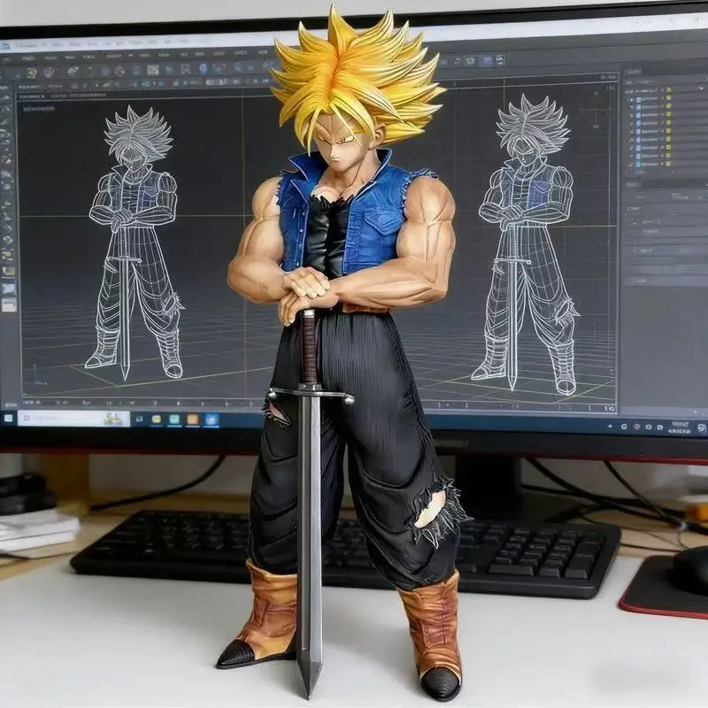 Figura de Trunks de Dragon Ball Z, Trunks Super Saiyan Futuro con Espada, Estatua GK, Modelo Coleccionable de Anime, Decoración de Escritorio, Regalo