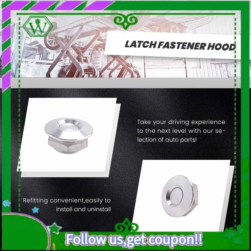 

AC34-Long Push Button Quick Release Hood Pins Bonnet Lock Clip Latch Bumper Kit