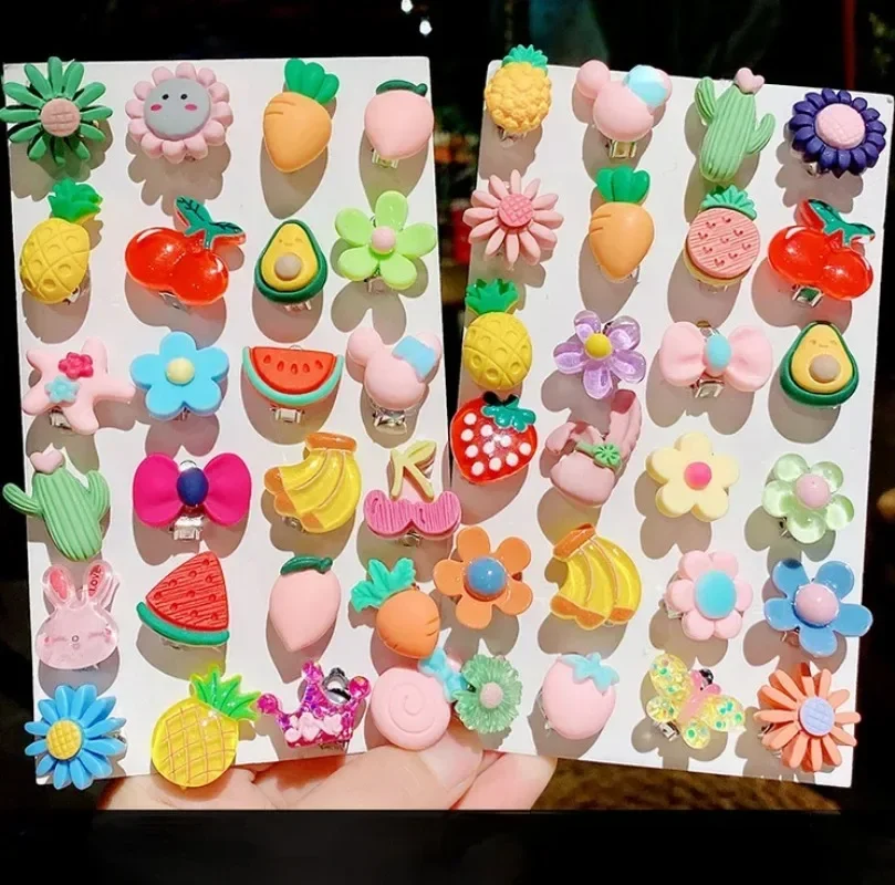 10pcs/set Women Cute Girls Earrings Ear Clip No Ear Hole Flower Earrings Jewelry Princess Girls Birthday Gifts Kids Accessories