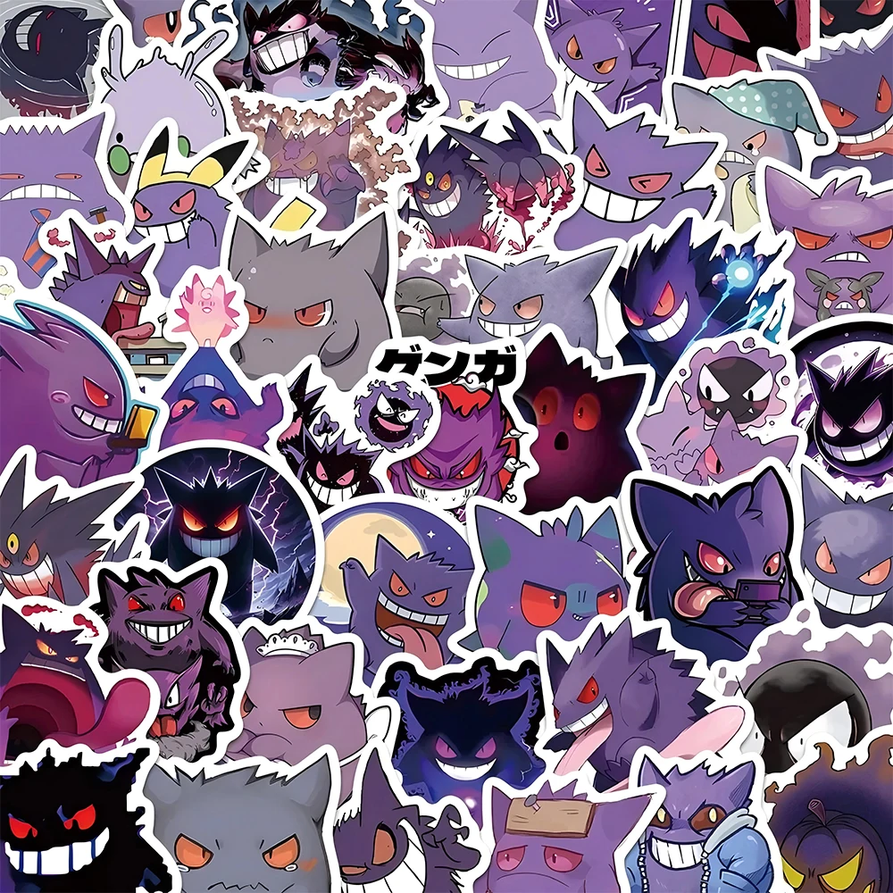 10/30/55pcs Pokemon Gengar Anime Stickers Funny Cartoon Decals Skateboard Phone Guitar Bike Cute Graffiti Sticker Decoration Toy
