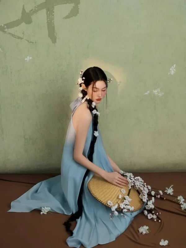 Elegant Chinese Style Dress with Sashes for Photo Shoots Trendy Retro National Fashion Individuality Studio New Arrival