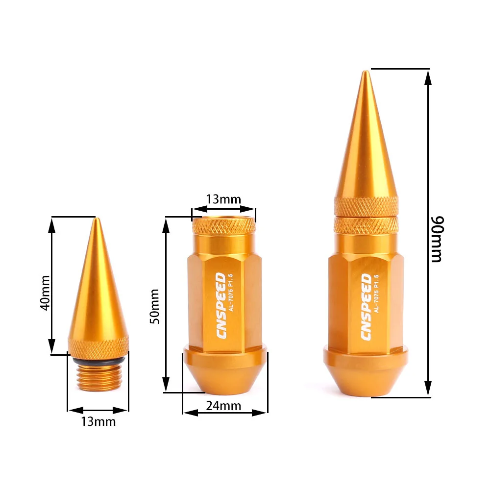 20pcs M12*1.5 M12*1.25 Car Modification Wheel Nuts Aluminum 60mm Extended Tuner Spike For Chevrolet Subaru Kia