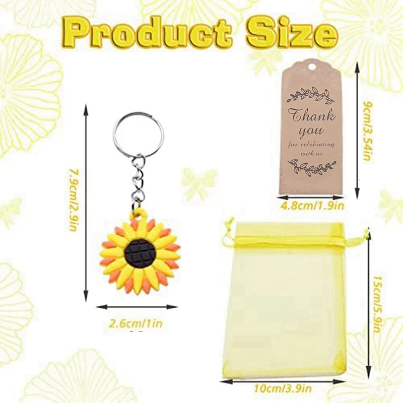 Hot Kf-60PCS Sunflower Keychain Sunflower Theme Party Favors Set