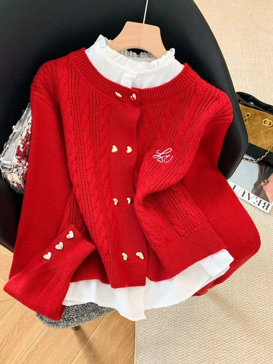 

Модный повседневный свитер-двойка для женщин больших размеров, для офиса, на все времена года, зимний, длинный рукав