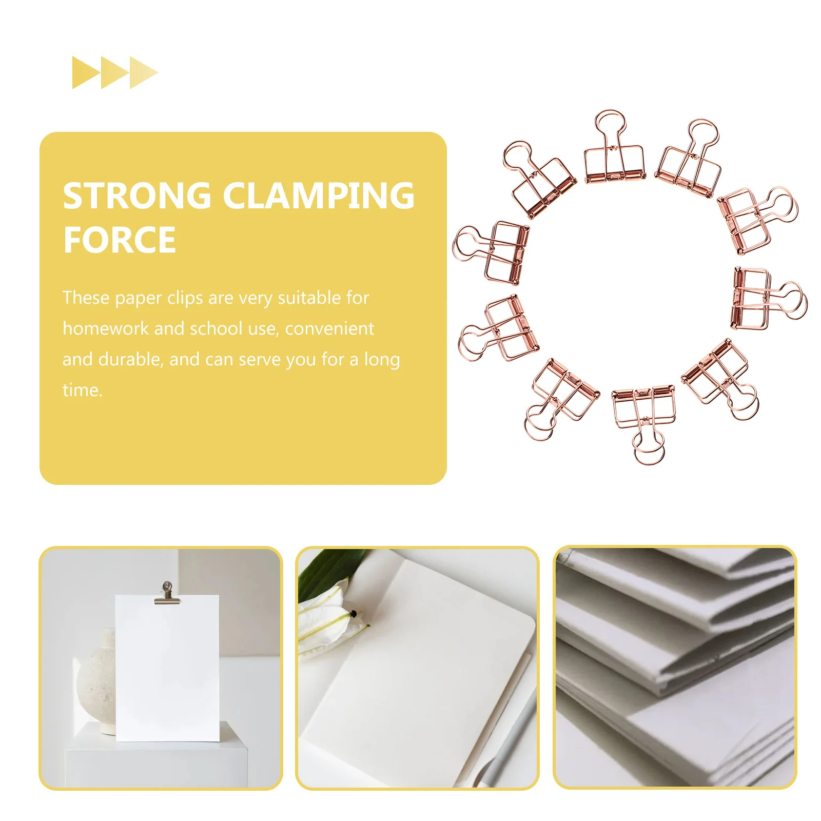 

10Pcs Office Binder Clips Alloy Paper Clamps for Business Cards Notes Envelopes Documents Binder Clips Office Paper Clip