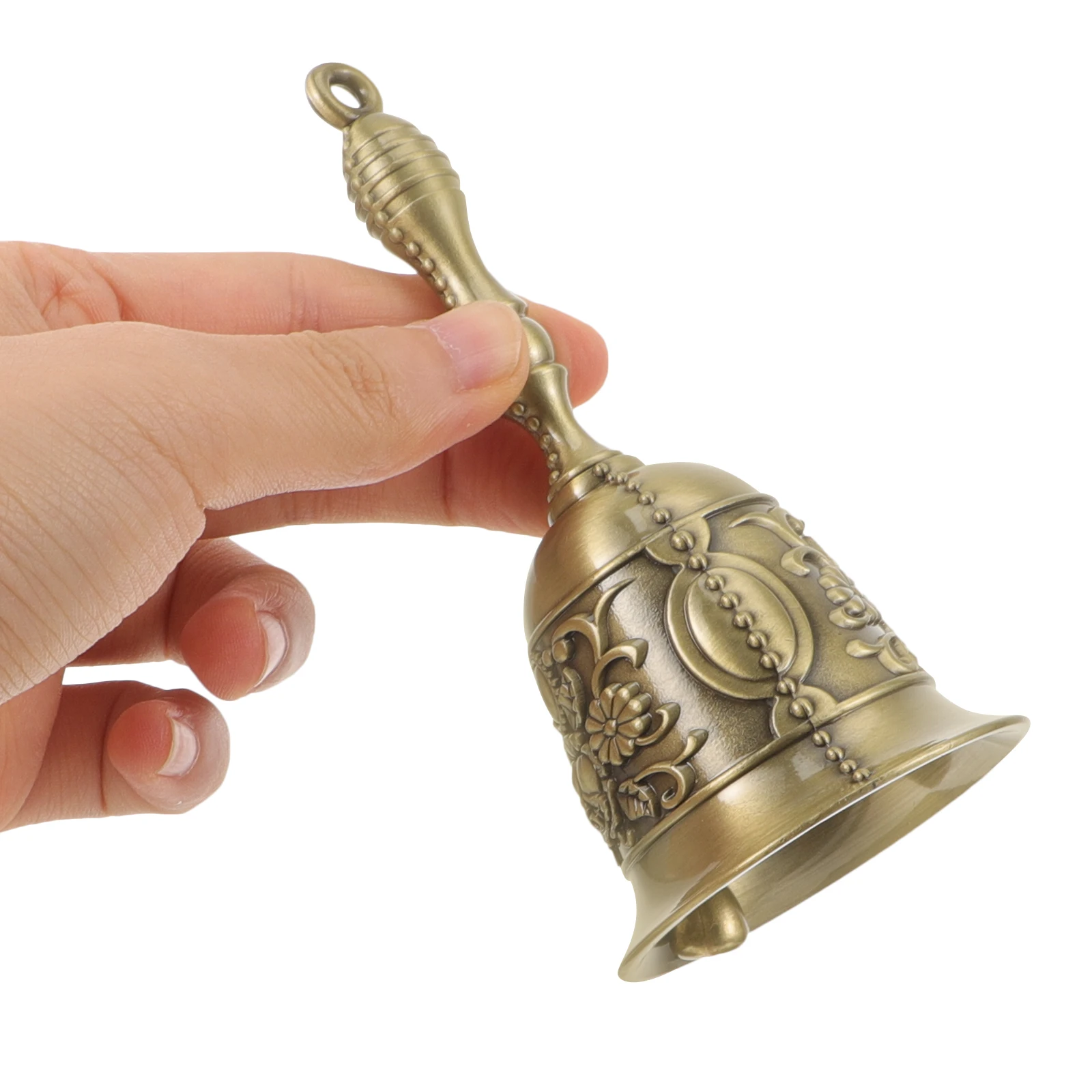 

Retro Metal Hand Bell Loud Dinner Call Bell for Restaurant Bar Multi-Function Service Alarm Tea Pet Training Mini Percussion Set
