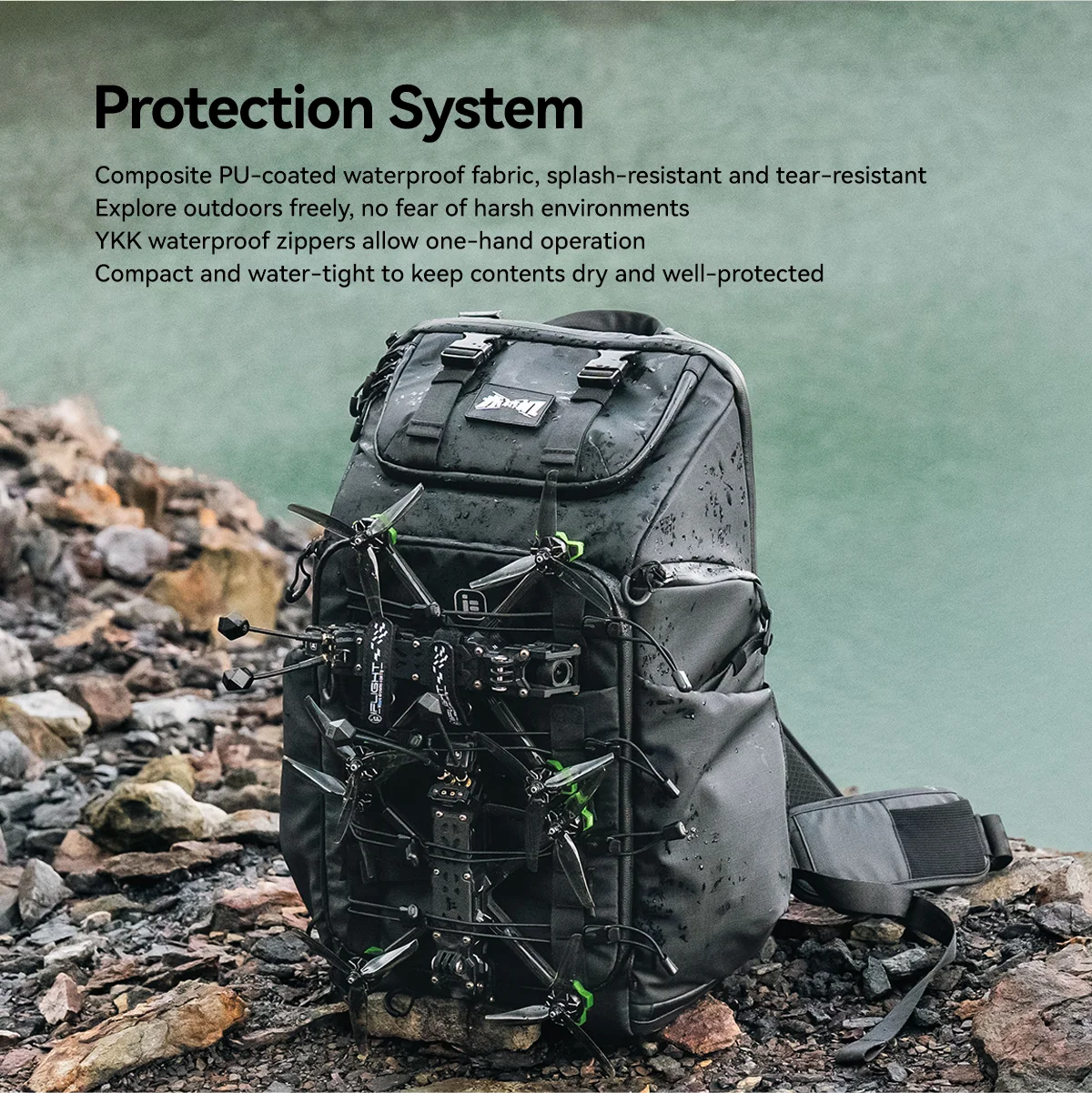 IFlight FPV 드론 배낭 540X380X220mm 33 리터 볼륨 크기 조정 가능한 구획 FPV 드론 고글 용 통합 RGB 라이트 스트립