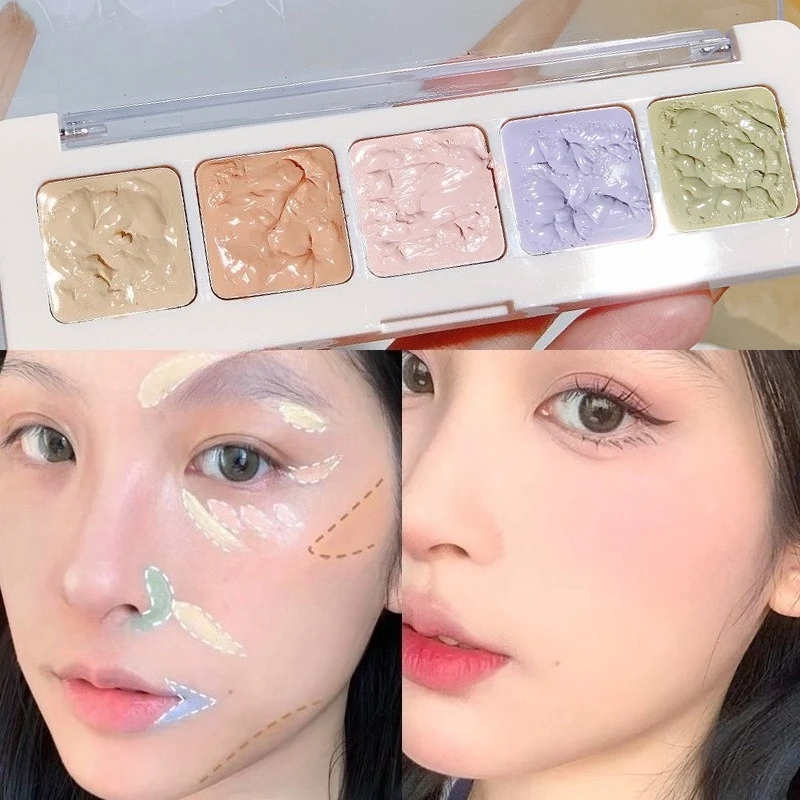 Concealer Palette Moisturize Natural Five-color Facial Cream Cover Dark Circles Acne Professional Makeup Cosmetic Even Skin Tone