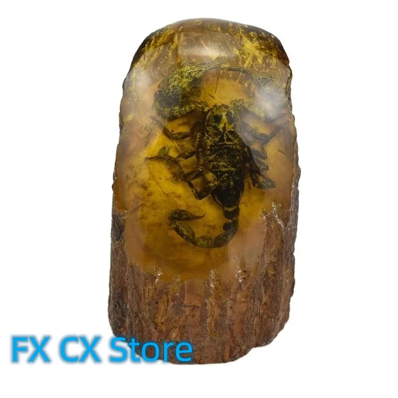 

Collectible Rare Amber Inner Inlay Scorpion True Insect Specimens Animal Statue