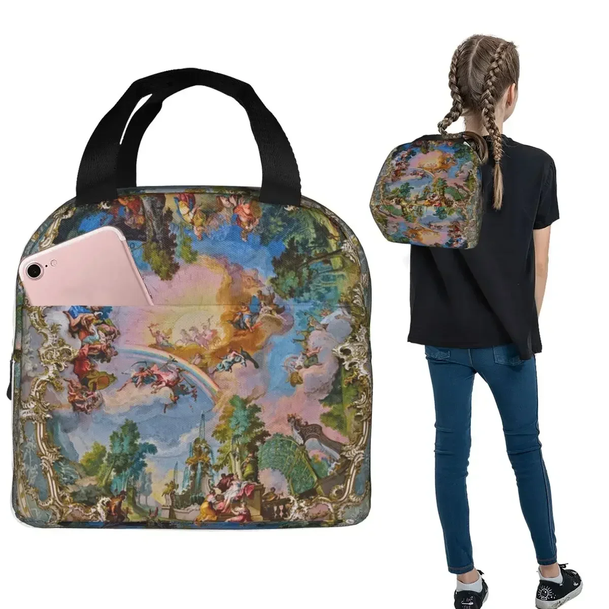 Nymphenburg Palace Fresco Helios In The Sun Chariot Francois Boucher Insulated Lunch Bag Food Boxes Thermal Lunch Box Tote