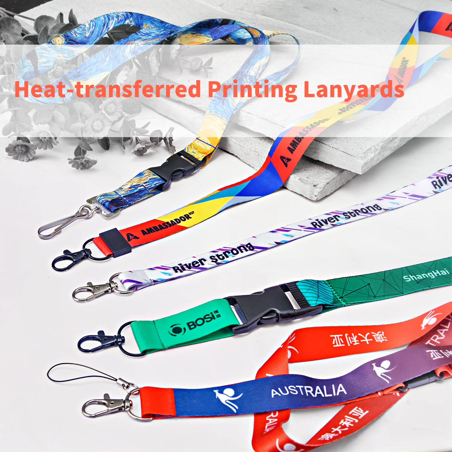 Custom Printed Lanyard For Keys Full Color  Design Badge Holder & Staff Cards